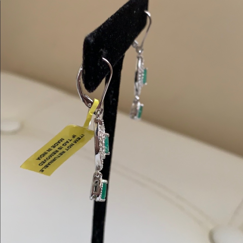 EMERALD EARRINGS, SOKOTO, 1-3/4” L - Picture 3 of 5